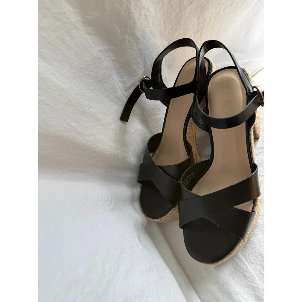 Dream Pairs Black Espadrille Platform Sandals Chunky Block Heel Womens 10